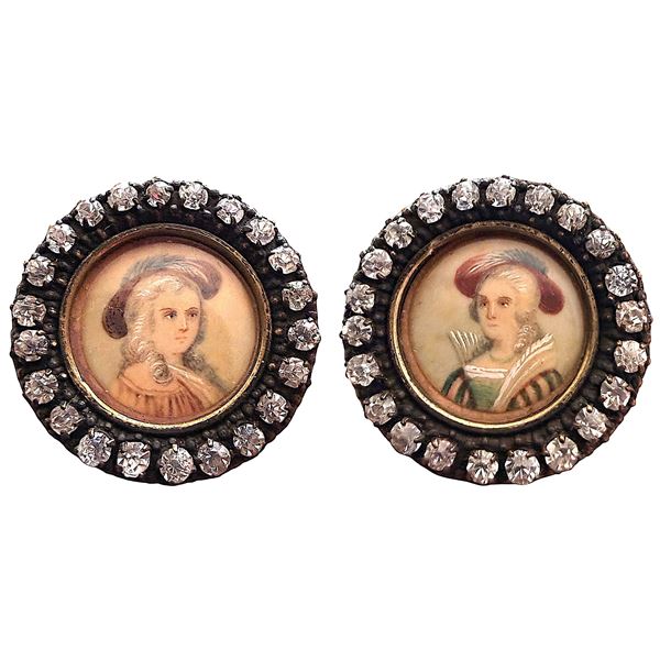 A PAIR OF DIVISION ONE UNDER GLASS BUTTONS