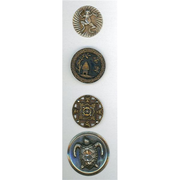 A SMALL CARD OF DIVISION ONE AND THREE PICTURE BUTTONS