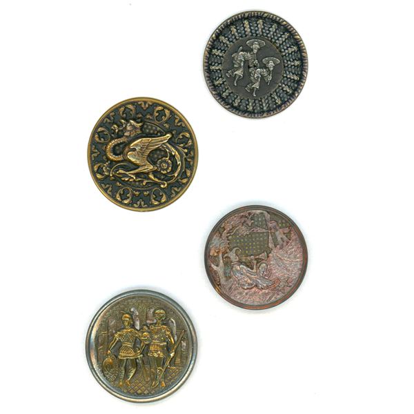 A SMALL CARD OF DIVISION ONE PICTORIAL BUTTONS