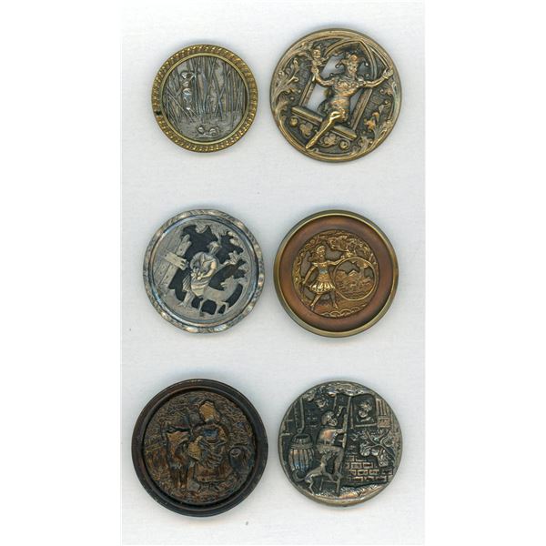 A SMALL CARD OF DIVISION ONE PICTORIAL BUTTONS