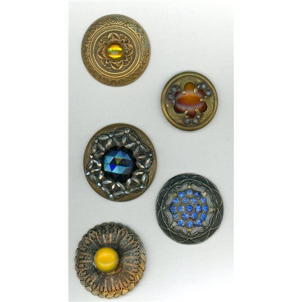 A SMALL CARD OF DIVISION ONE LARGE JEWLED BUTTONS