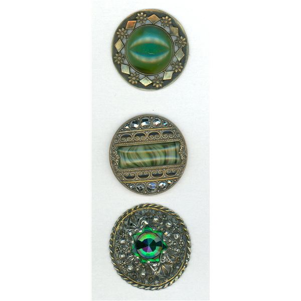 A SMALL CARD OF DIVISION ONE LARGE JEWLED BUTTONS