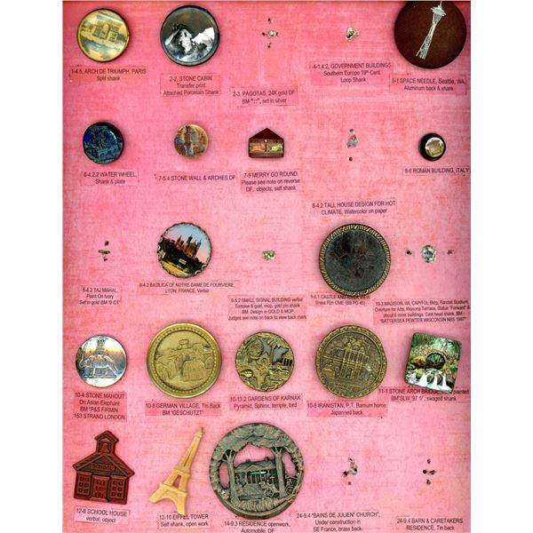 A CARD OF ASSORTED DIV 1 & 3 ARCHITECTURAL BUTTONS