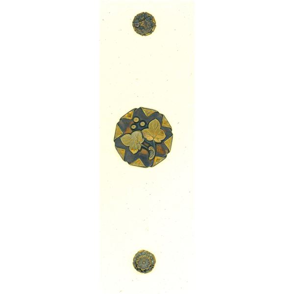 A SMALL CARD OF DIVISION ONE PICTORIAL BRASS BUTTONS