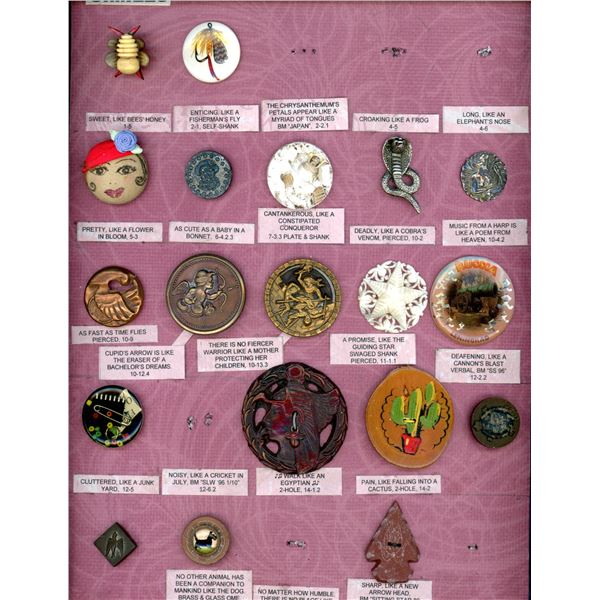 A CARD OF DIVISION 1 & 3 ASSORTED MATERIAL BUTTONS