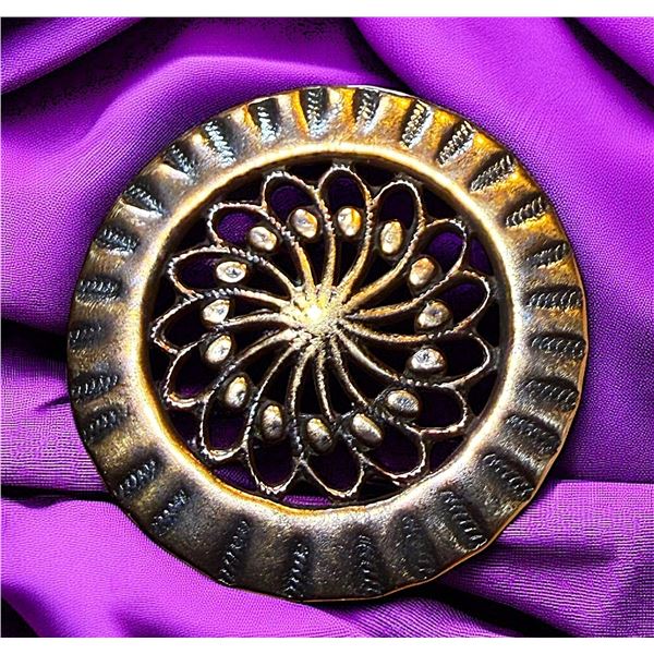 A DIVISION ONE HAND TOOLED COPPER BUTTON