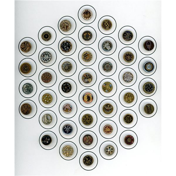 2 CARDS OF DIVISION ONE SMALL METAL BUTTONS