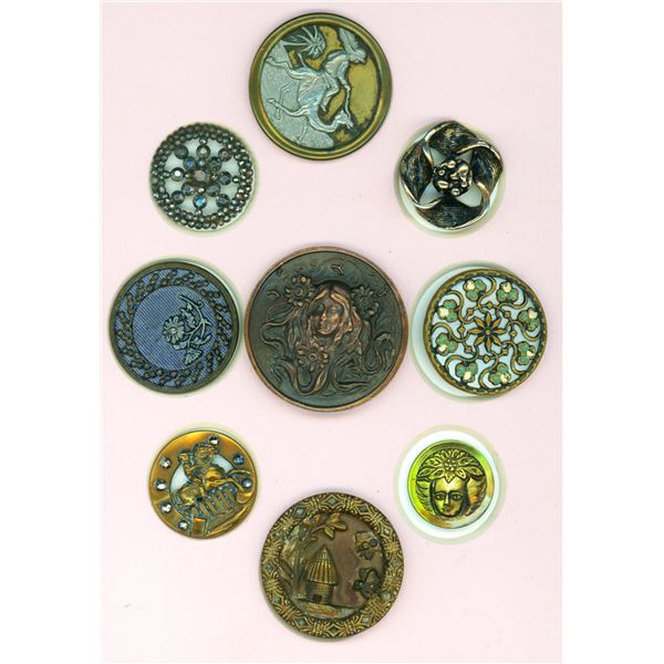 A SMALL CARD OF DIVISION ONE PICTORIAL BUTTONS