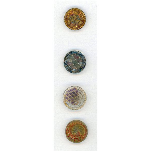 A SMALL CARD OF DIVISION ONE LACY GLASS BUTTONS