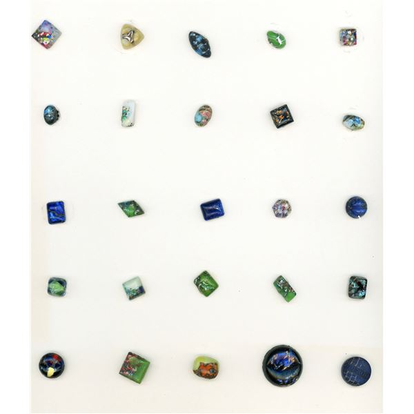 A CARD OF DIVISION ONE FOIL GLASS BUTTONS