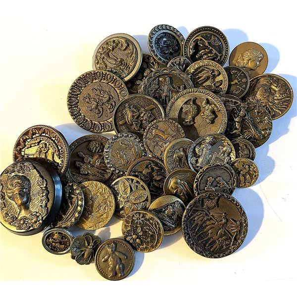 A BAG LOT OF DIVISION ONE & THREE PICTURE BUTTONS