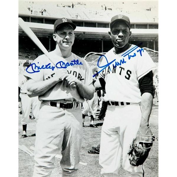 Mickey Mantle & Willie Mays facsimile signed  photo