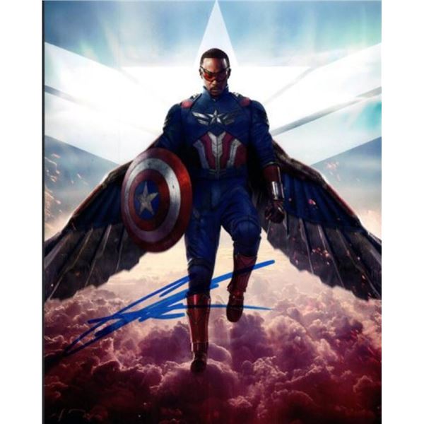 Captain America Anthony Mackie facsimile signed photo
