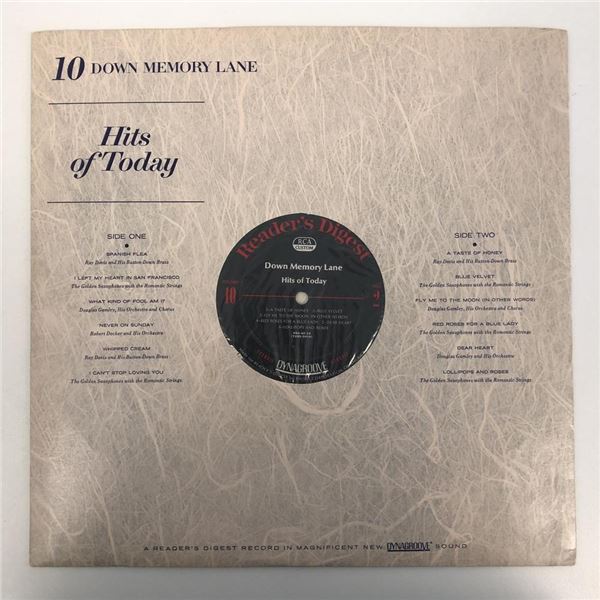 Down Memory Lane Hits of Today Album