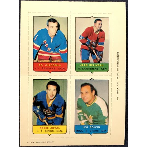 1969 O-PEE-CHEE HOCKEY 4-IN-1 JEAN BELIVEAU (HOF)