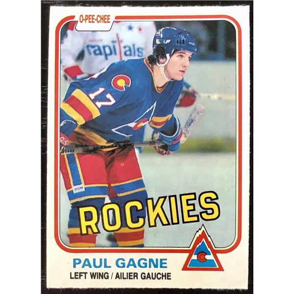 1981-82 O-PEE-CHEE PAUL GAGNE ROOKIE CARD
