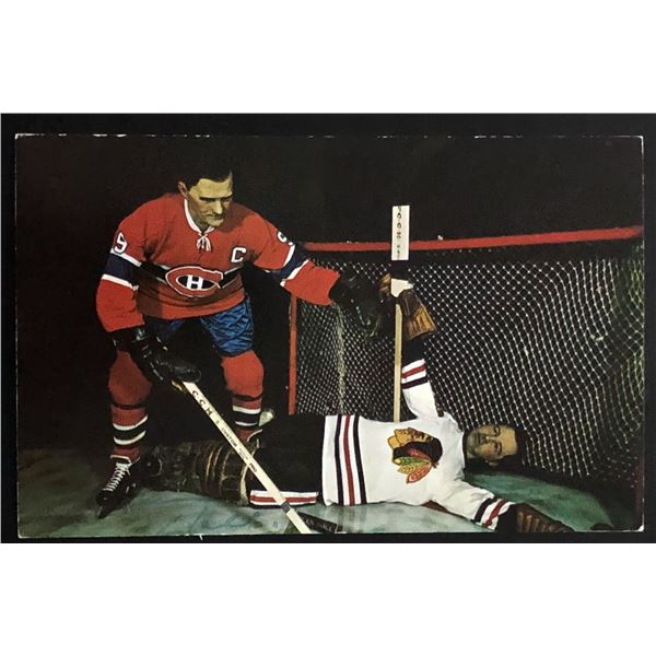 1950's MAURICE ' ROCKET' RICHARD / GLENN HALL (HOF) WAX MUSEUM POSTCARD