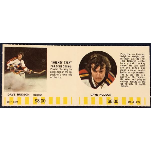 1976-77 COLORADO ROCKIES NHL PUCK BUCKS GAME CARD - DAVE HUDSON