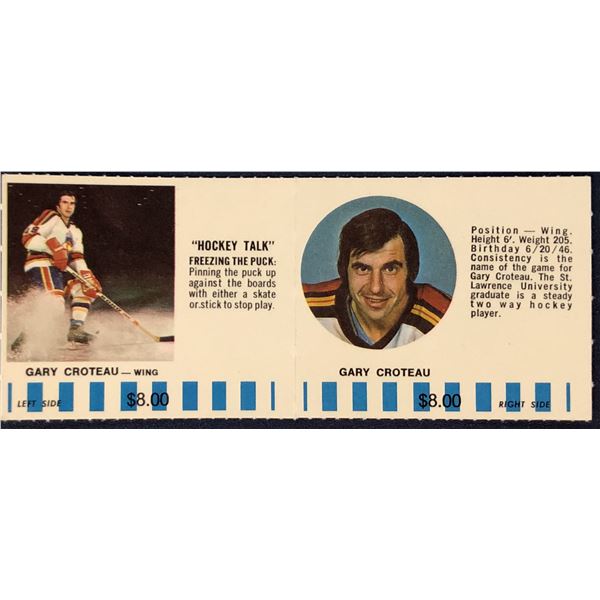 1976-77 COLORADO ROCKIES NHL PUCK BUCKS GAME CARD - GARY CROTEAU