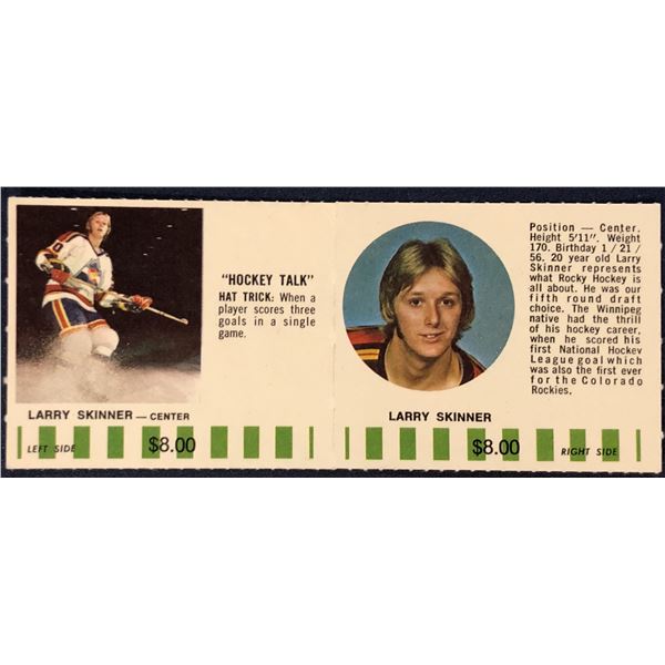 1976-77 COLORADO ROCKIES NHL PUCK BUCKS GAME CARD - LARRY SKINNER
