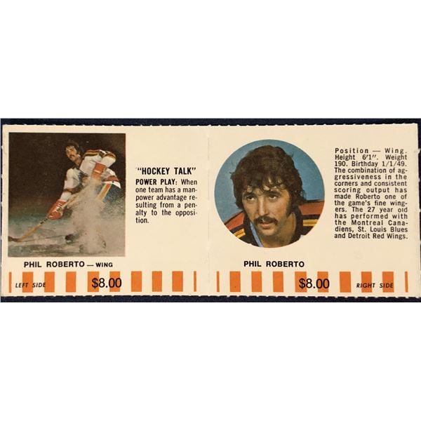 1976-77 COLORADO ROCKIES NHL PUCK BUCKS GAME CARD - PHIL ROBERTO