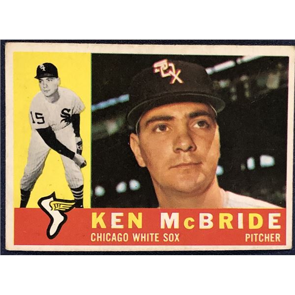 1960 TOPPS BASEBALL WHITE BACKS - KEN McBRIDE ROOKIE CARD