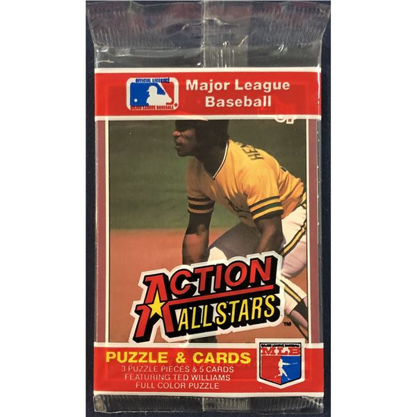 1983 DONRUSS ACTION ALL STARS SEALED WAX PACK - RICKEY HENDERSON & ANDRE DAWSON (HOF) SHOWING