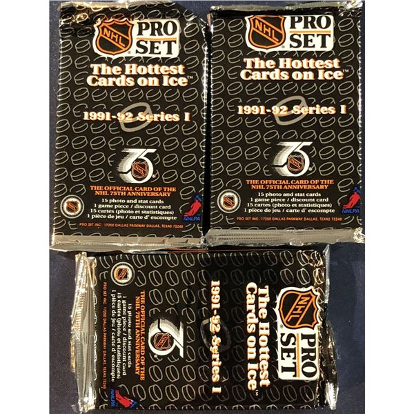1991-92 PRO SET NHL SERIES-1 SEALED FOIL PACKS (3)