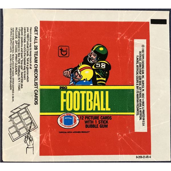 1980 TOPPS FOOTBALL WRAPPER