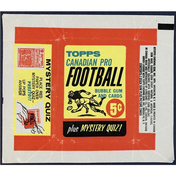 1963 O-PEE-CHEE CFL FOOTBALL WRAPPER