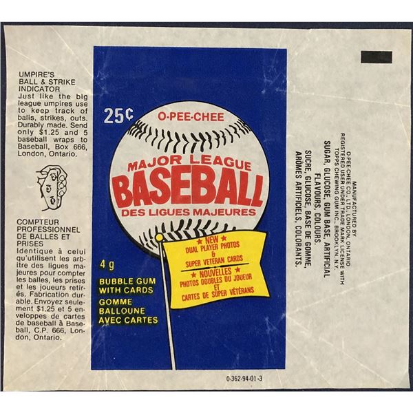 1983 O-PEE-CHEE BASEBALL WRAPPER