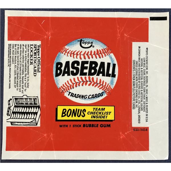 1974 TOPPS BASEBALL WRAPPER