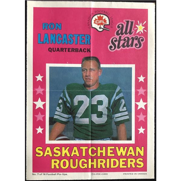 1971 O-PEE-CHEE CFL POSTER - RON LANCASTER (HOF)