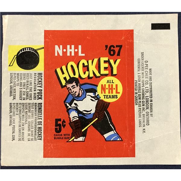 1966-67 O-PEE-CHEE NHL HOCKEY WRAPPER - BOBBY ORR ROOKIE YEAR
