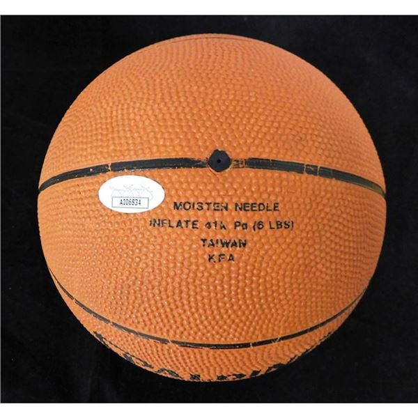 Los Angeles Lakers Jerry West and John Havlicek Signed Mini Basketball JSA Authenticated