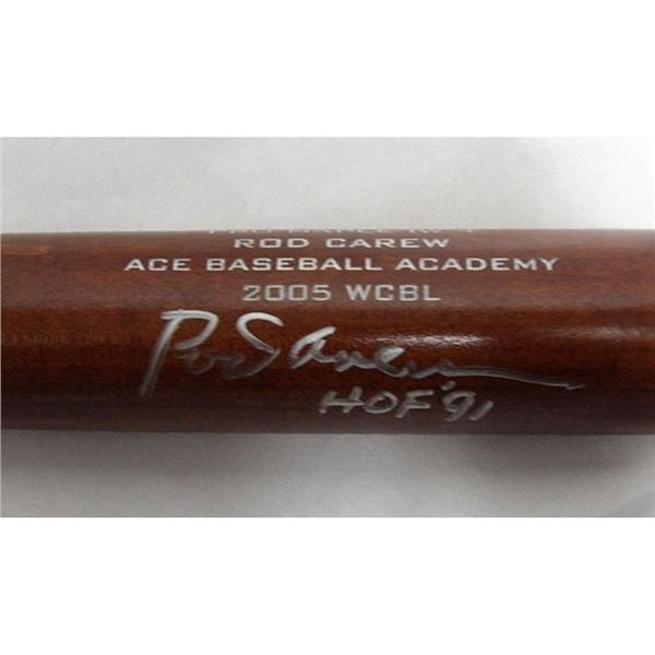 Rod Carew Signed Iron I Wood Pro Model Ace Academy Bat JSA Authenticated