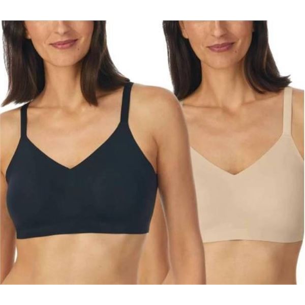 Halston 2-Pack Seamless Bra, Size M/M, Black and Beige