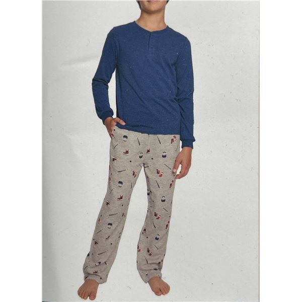Petit Lem PL Boys Pajama Set, Size 10/12, Blue and Gray