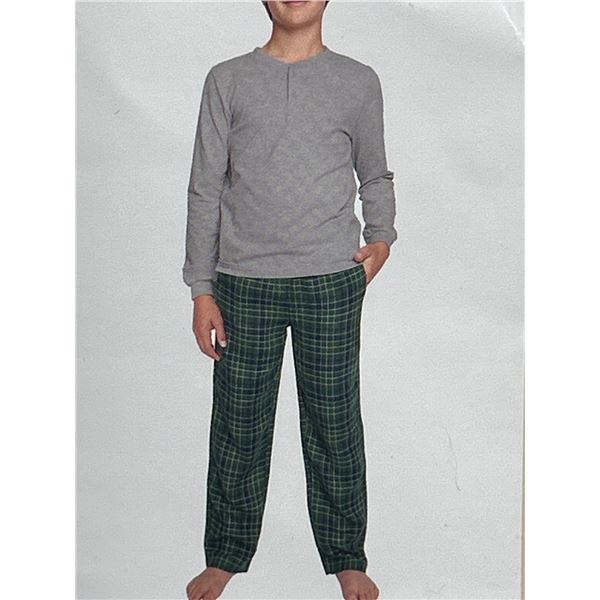 PL by Petit Lem Boys' Pajama Set, Size 6, Gray and Green Plaid