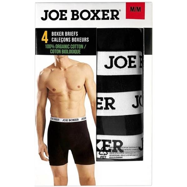 Joe Boxer 4 Boxer Briefs, Organic Cotton, Size M/M