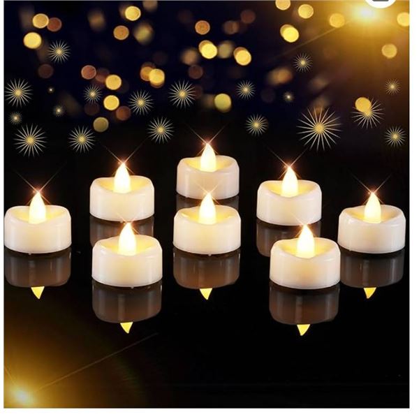 AMAGIC 24 Pack LED Tea Light Candles With Flickering Yellow Flame