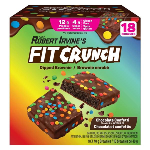 Robert Irvine's Fitcrunch Chocolate Confetti Brownies, 16 X 40g