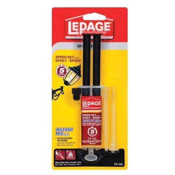Lot of 2 - LePage Speed Set Epoxy Syringe Glue Instant Mix 14 mL¬†