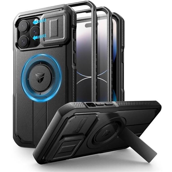 Dexnor for iPhone Magnetic Case with Slide Camera Cover & Adjustable Kickstand & Built-in Screen Pro