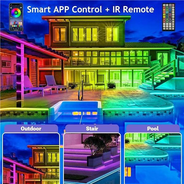 Ailbton Outdoor LED Strip Lights Waterproof, 300 ft