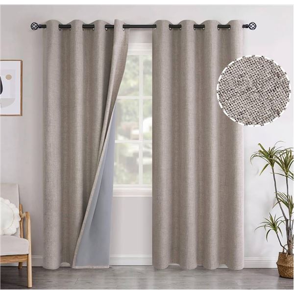 YoungsTex Linen Blackout Panel, 52 Inches Wide with Metal Grommets 2 Panels
