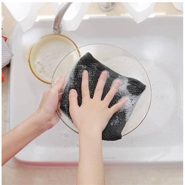 Smiry Cotton Dish Cloth 6 Pack, 12x12 Inch, Black