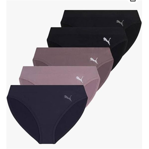 Puma Seamless Bikini 5-Pack, Size Medium, Wide Waistband