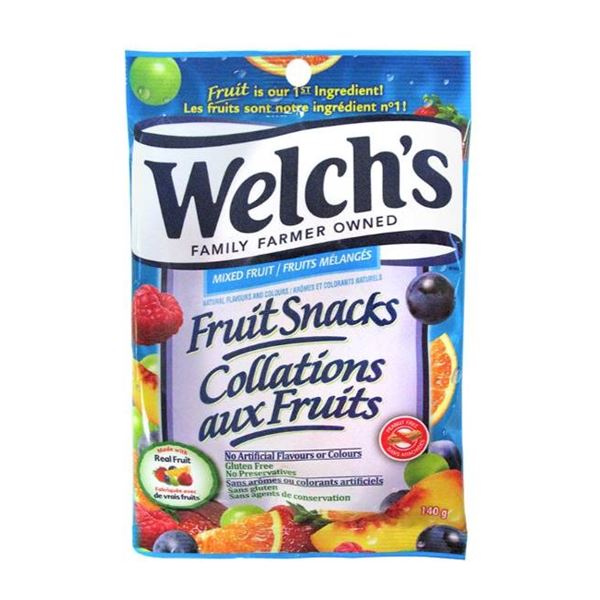 Welch's Fruit Snacks Mixed Fruit 140 g Bags, Case of 12