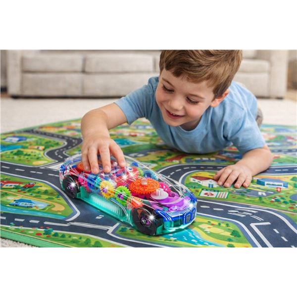 ArtCreativity Light Up Transparent Sensory Car Toy for Kids, 1PC, Bump and Go Toy Car with Colorful 